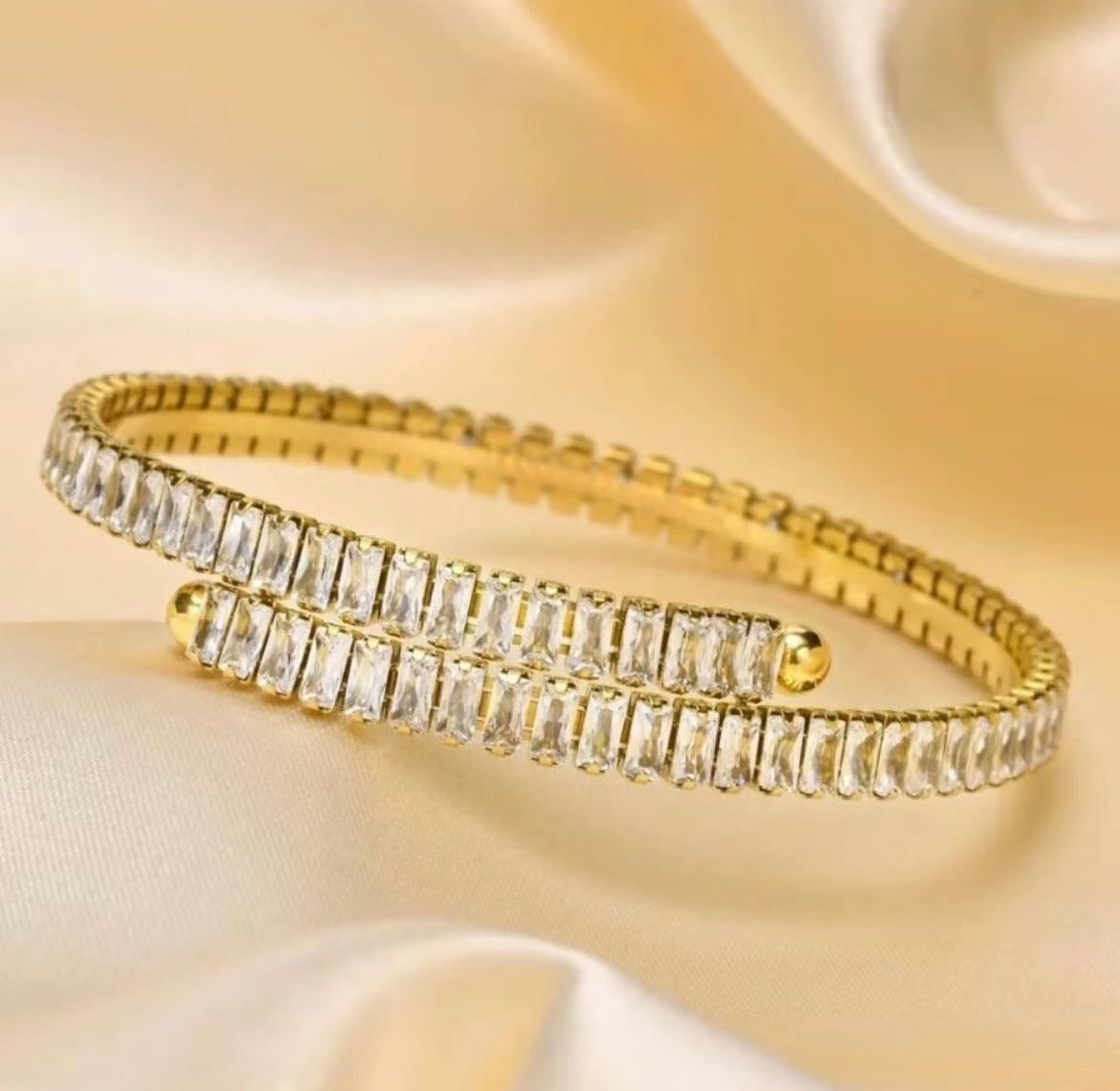 Diamant Manchet Armring Guld