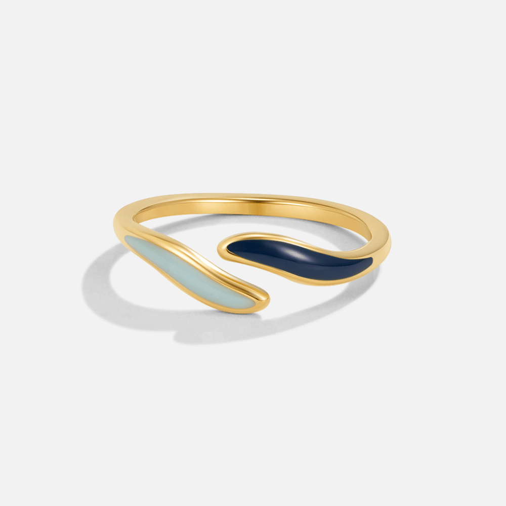 Blå Oceanbølge Wrap Ring