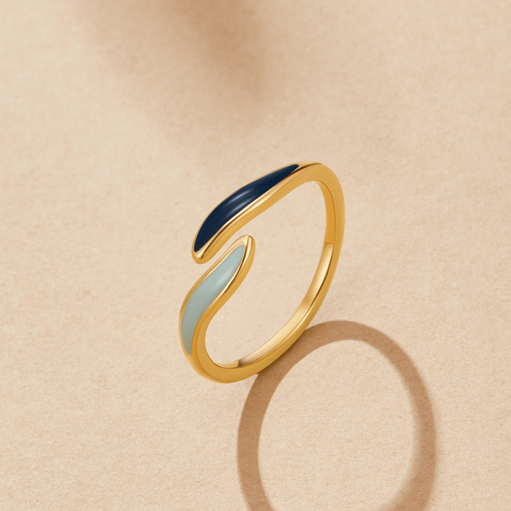 Blå Oceanbølge Wrap Ring