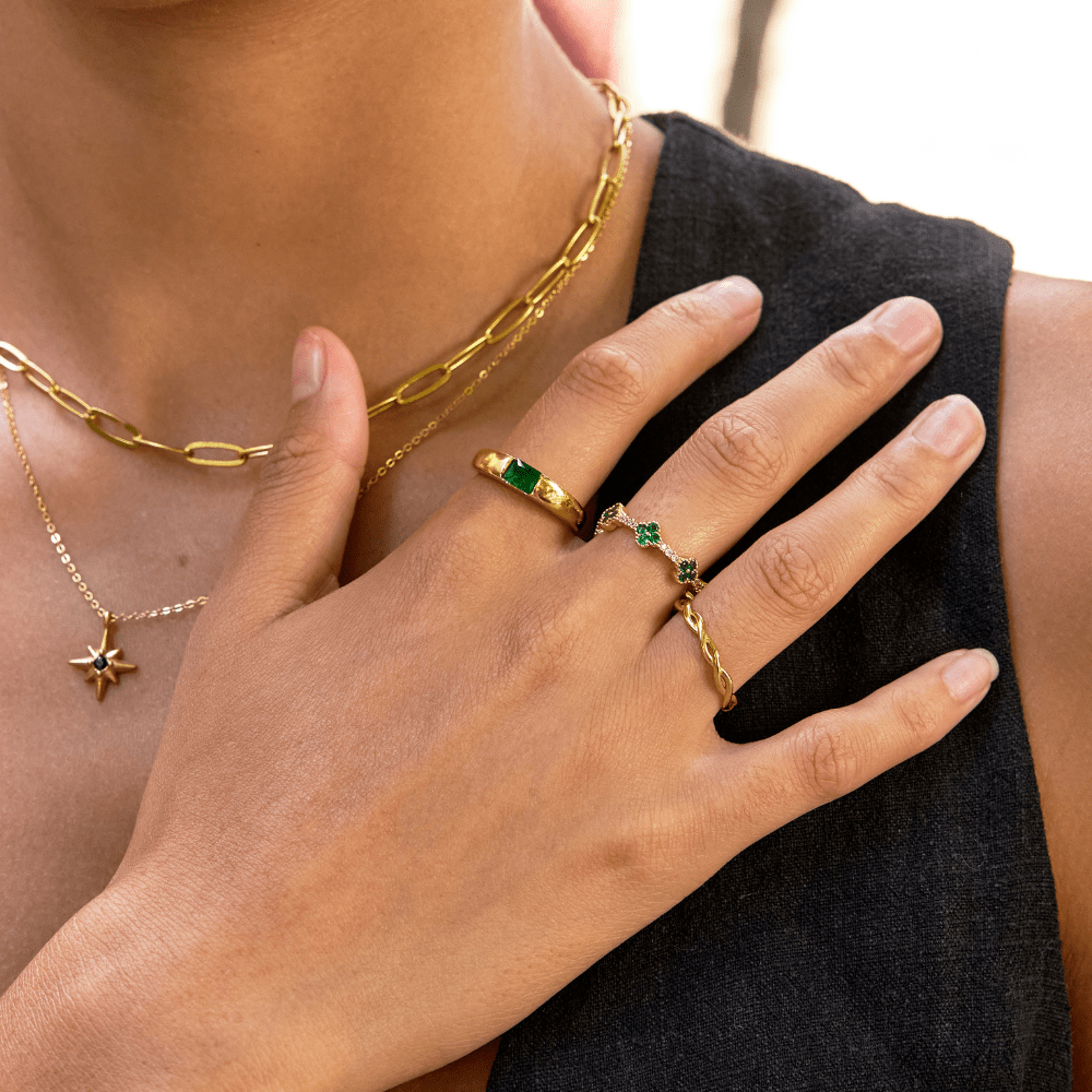 Ember Guld & Smaragd Ring