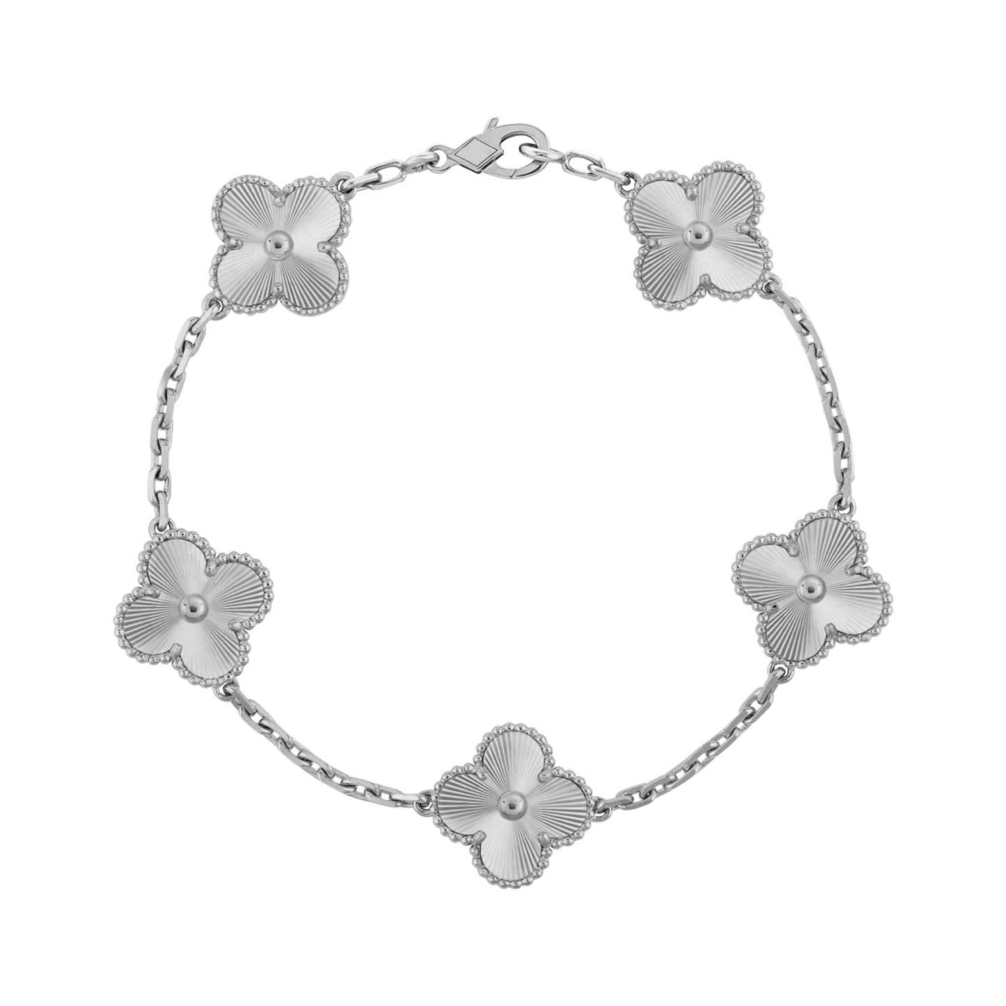 Silver Guilloché | Clover Bracelet