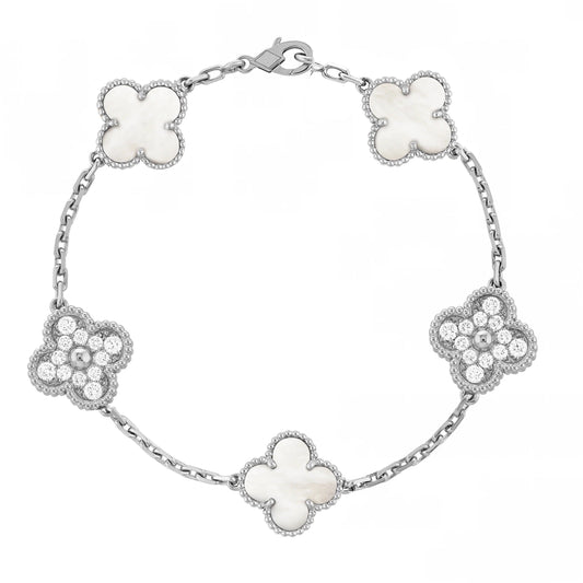 Silver White | Clover Diamond Bracelet