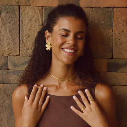 Gyldne Blomst Øreringe