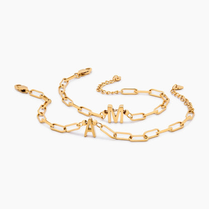 Paperclip Initial Charm-armbånd