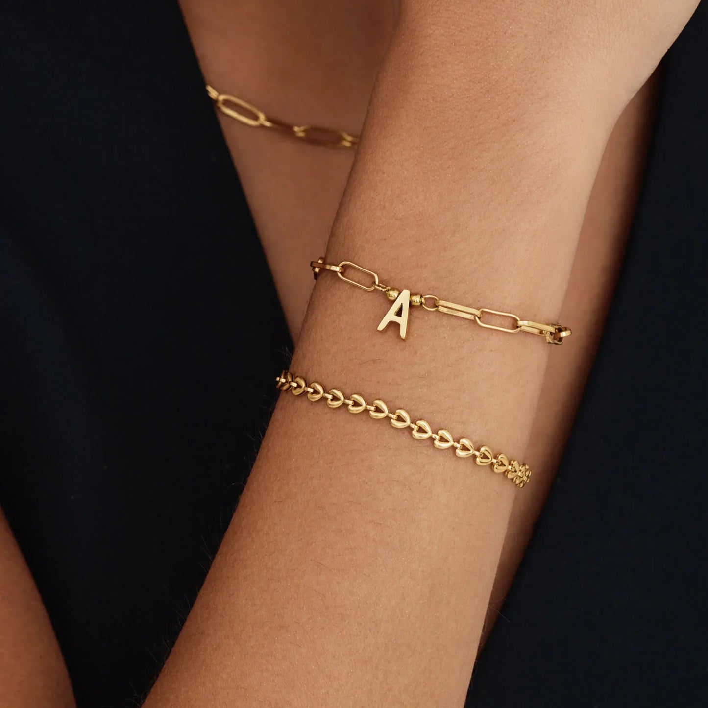 Paperclip Initial Charm-armbånd