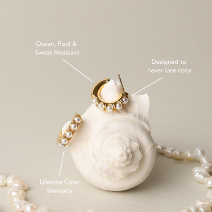 Mini Perle Huggie Øreringe