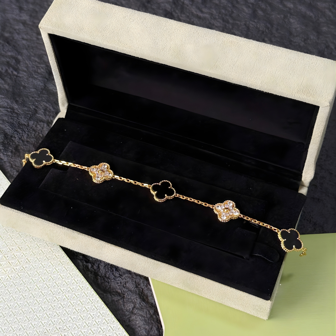 kløver armbånd fineste | sort