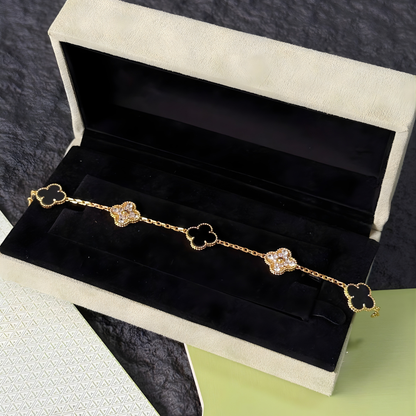 kløver armbånd fineste | sort