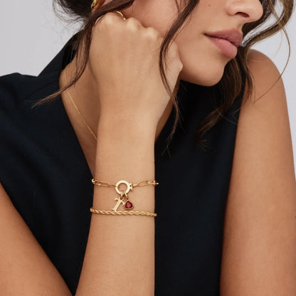 Paperclip Fødselssten Initial Charm-armbånd