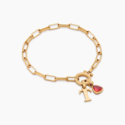 Paperclip Fødselssten Initial Charm-armbånd