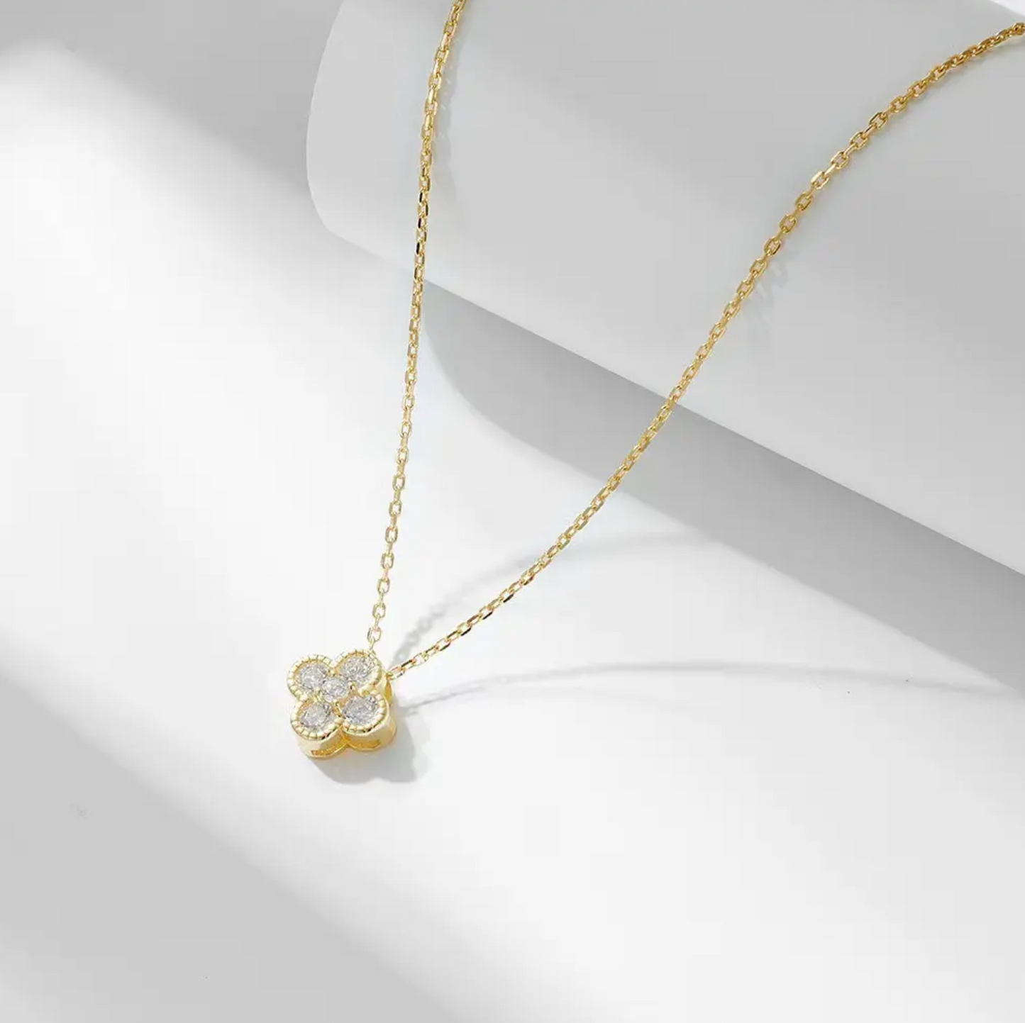 Firkløver Glimmer Vedhæng Halskæde