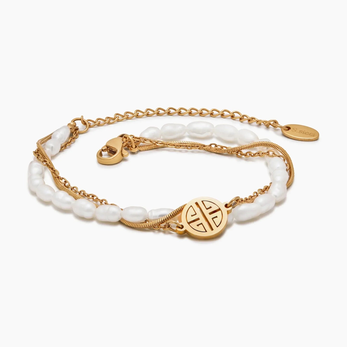 Solstråler Lagdelt Perle- og Guldarmbånd