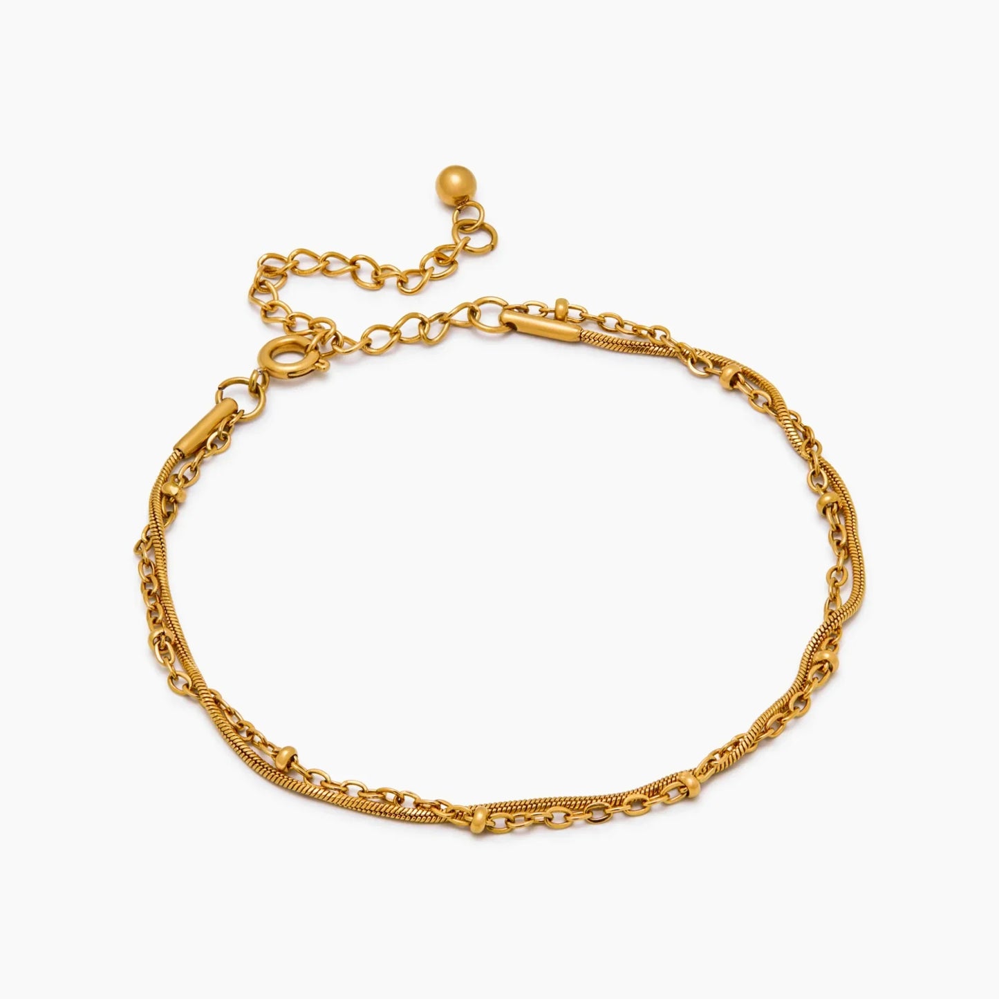 Perle- og Slangekæde Lagdelt Armbånd