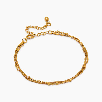 Perle- og Slangekæde Lagdelt Armbånd