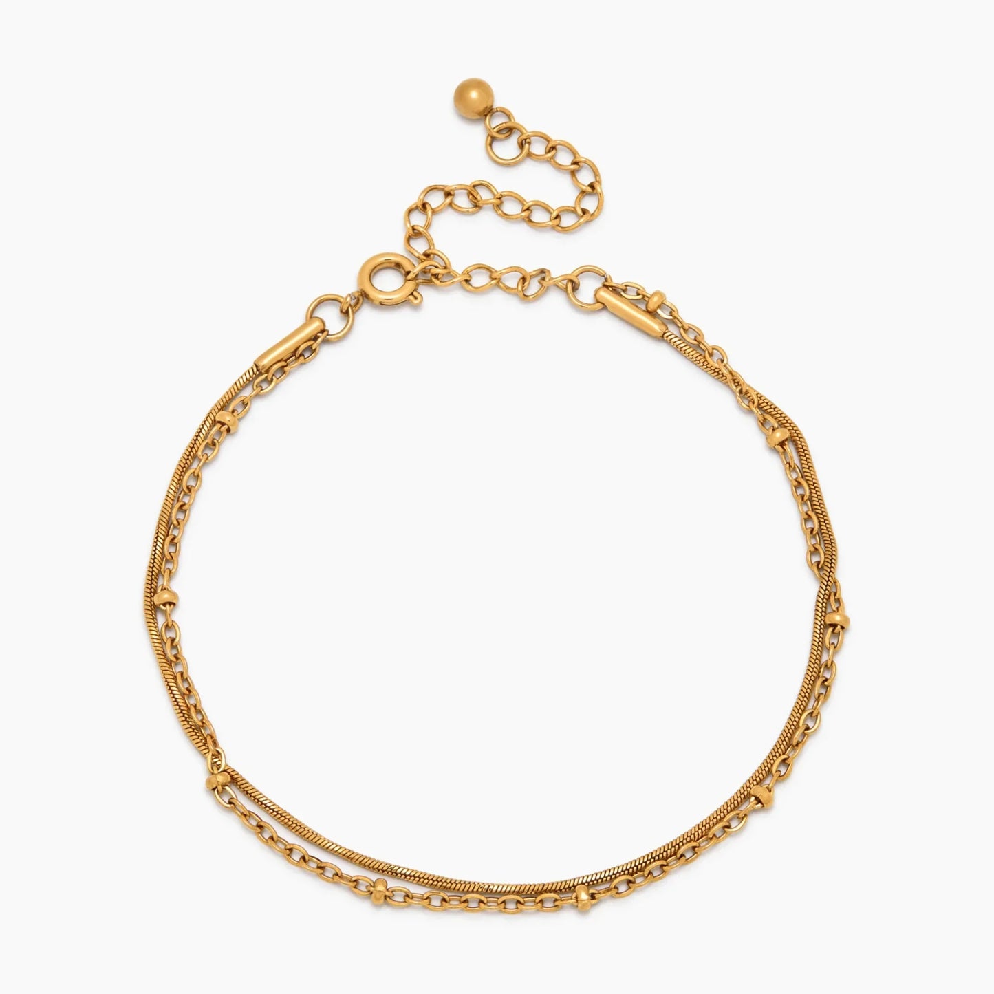 Perle- og Slangekæde Lagdelt Armbånd