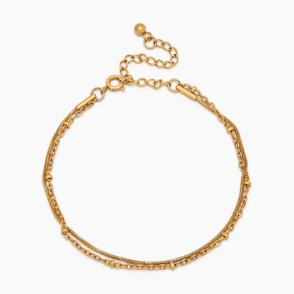 Perle- og Slangekæde Lagdelt Armbånd