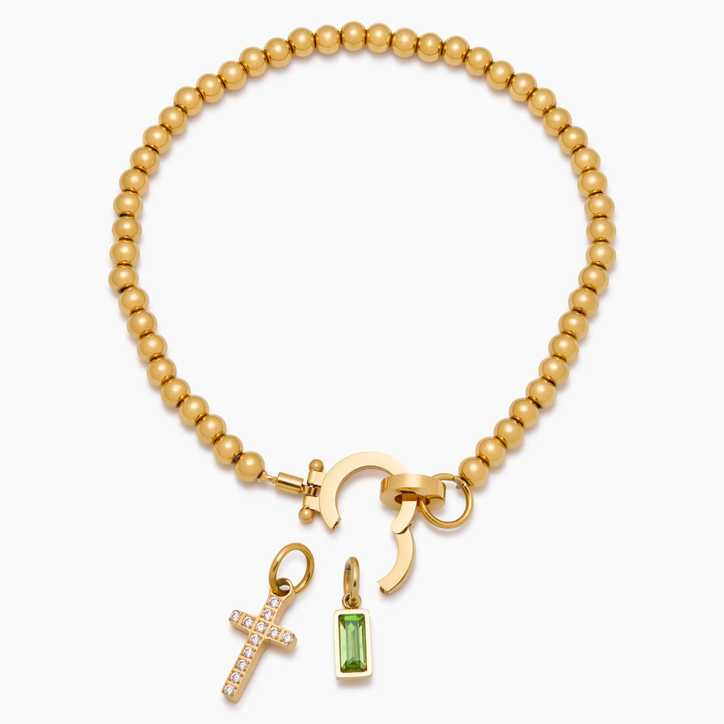 Perle Fødselsstens Kors Vedhængsarmbånd