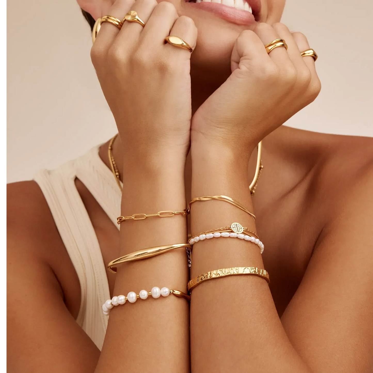 Dobbelt Slangekæde Lagdelt Armbånd