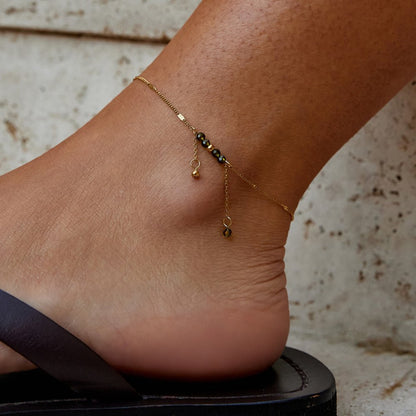 Arizona Grøn Perle Kvast Anklet