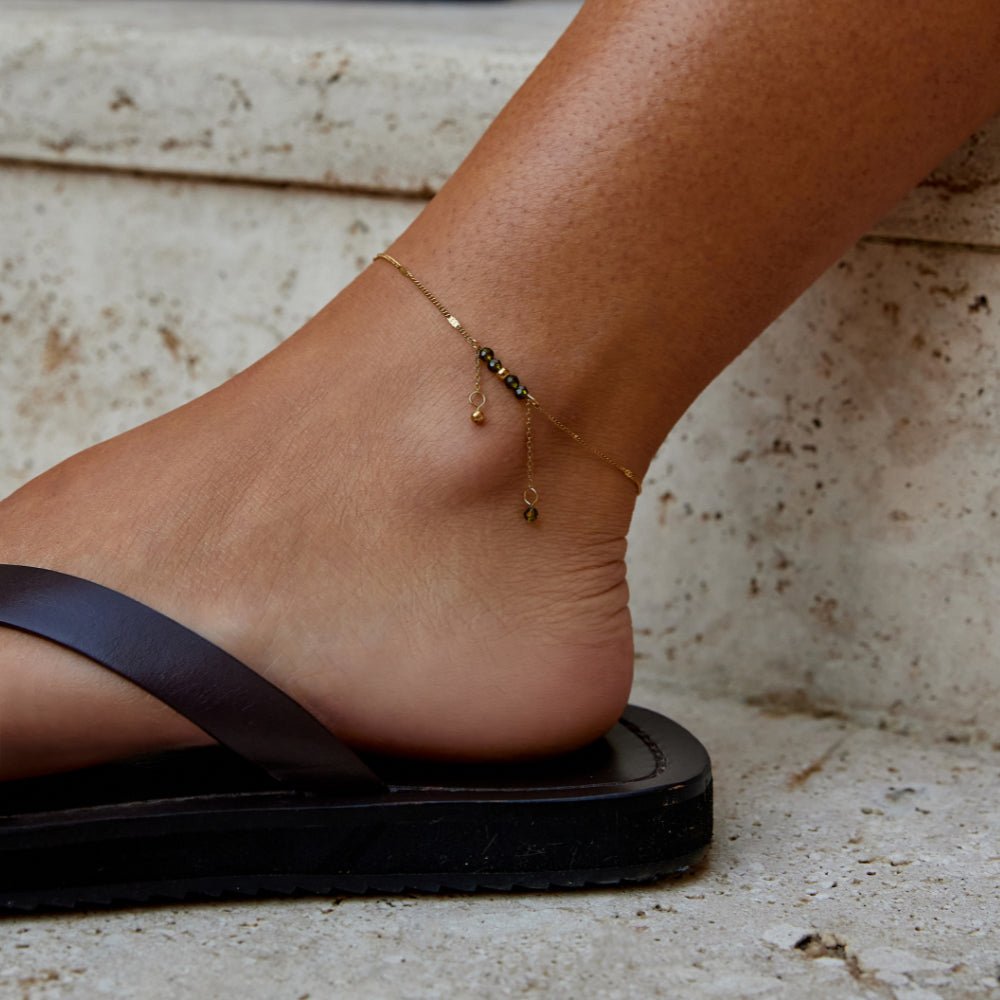 Arizona Grøn Perle Kvast Anklet