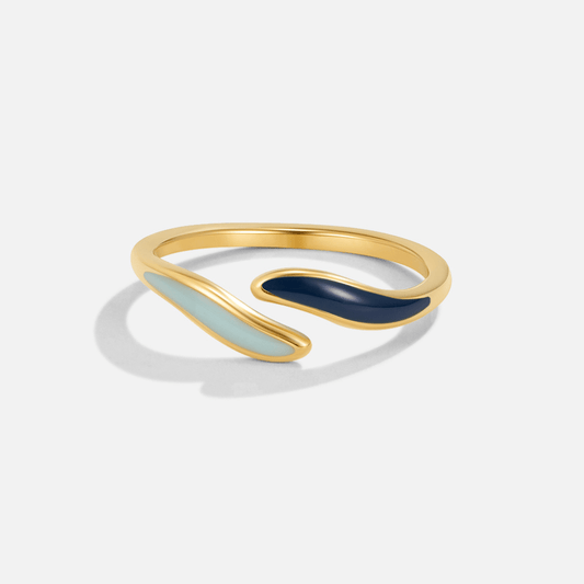 Blå Oceanbølge Wrap Ring