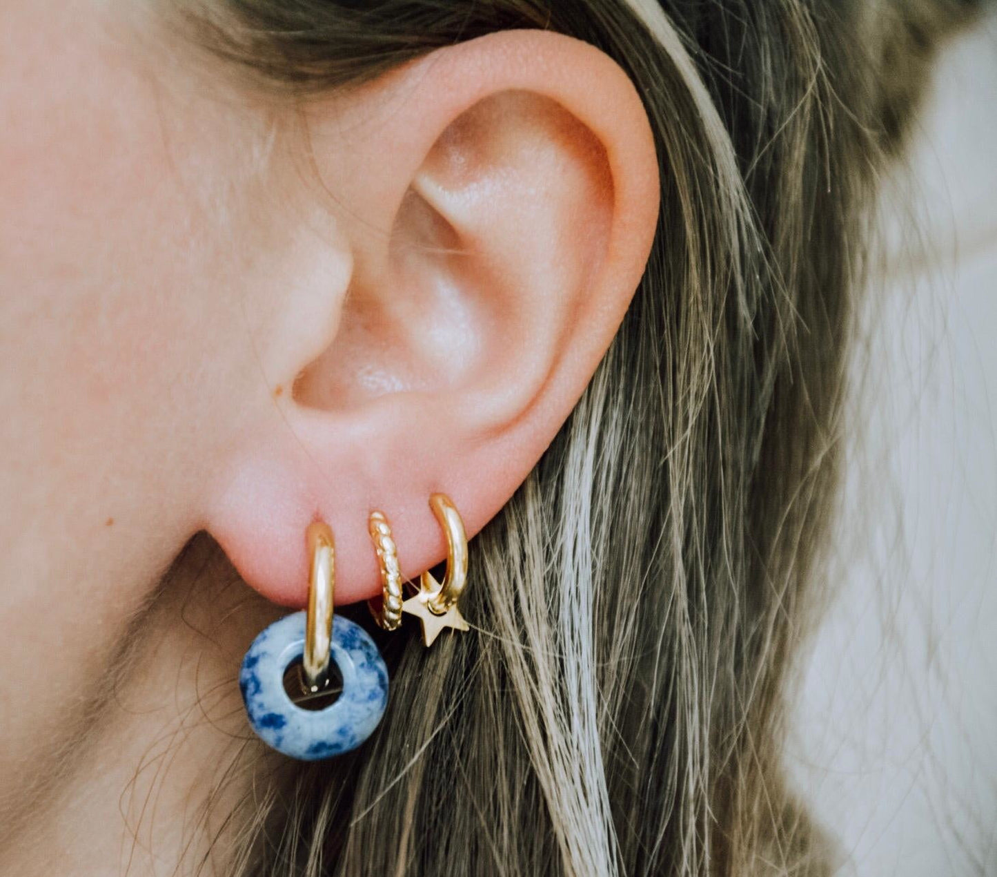 Dame – Øreringe – Natursten – Rustfrit Stål