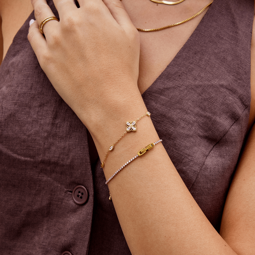 Firkløver Krystalarmbånd