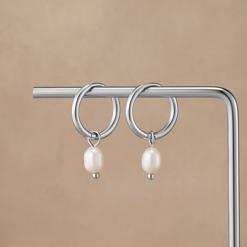 Ferskvandsperle Sølv Creoler