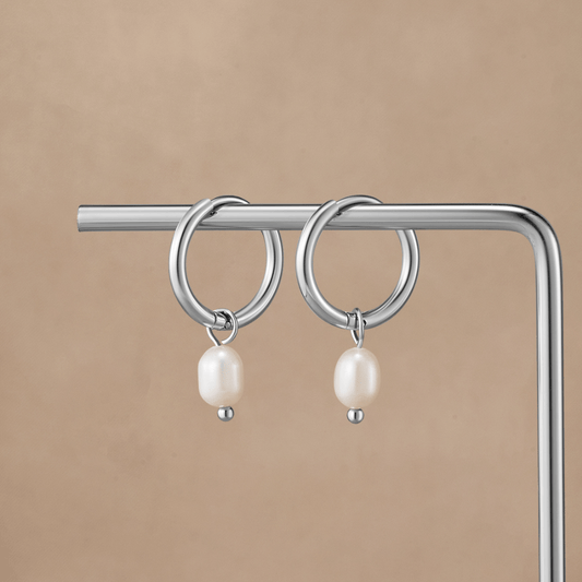 Ferskvandsperle Sølv Creoler