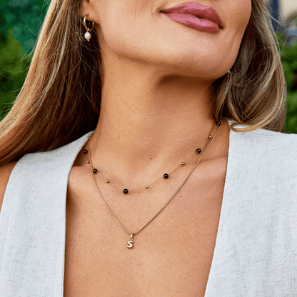 Granat Vinrød Perlehalskæde