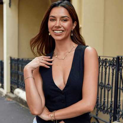 Gylden Firkløver Cluster Halskæde