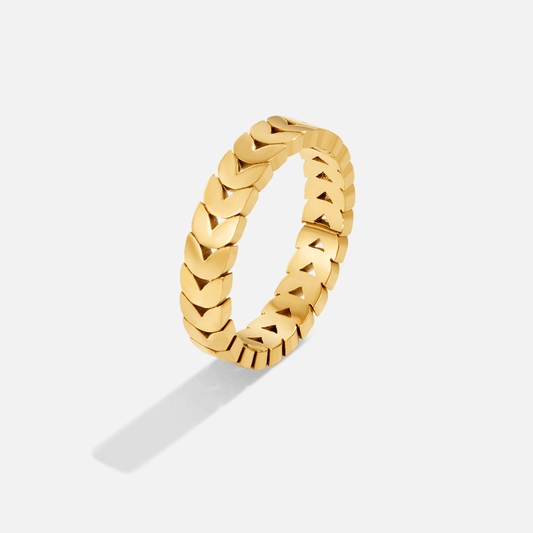 Gylden Olivenblad Ring