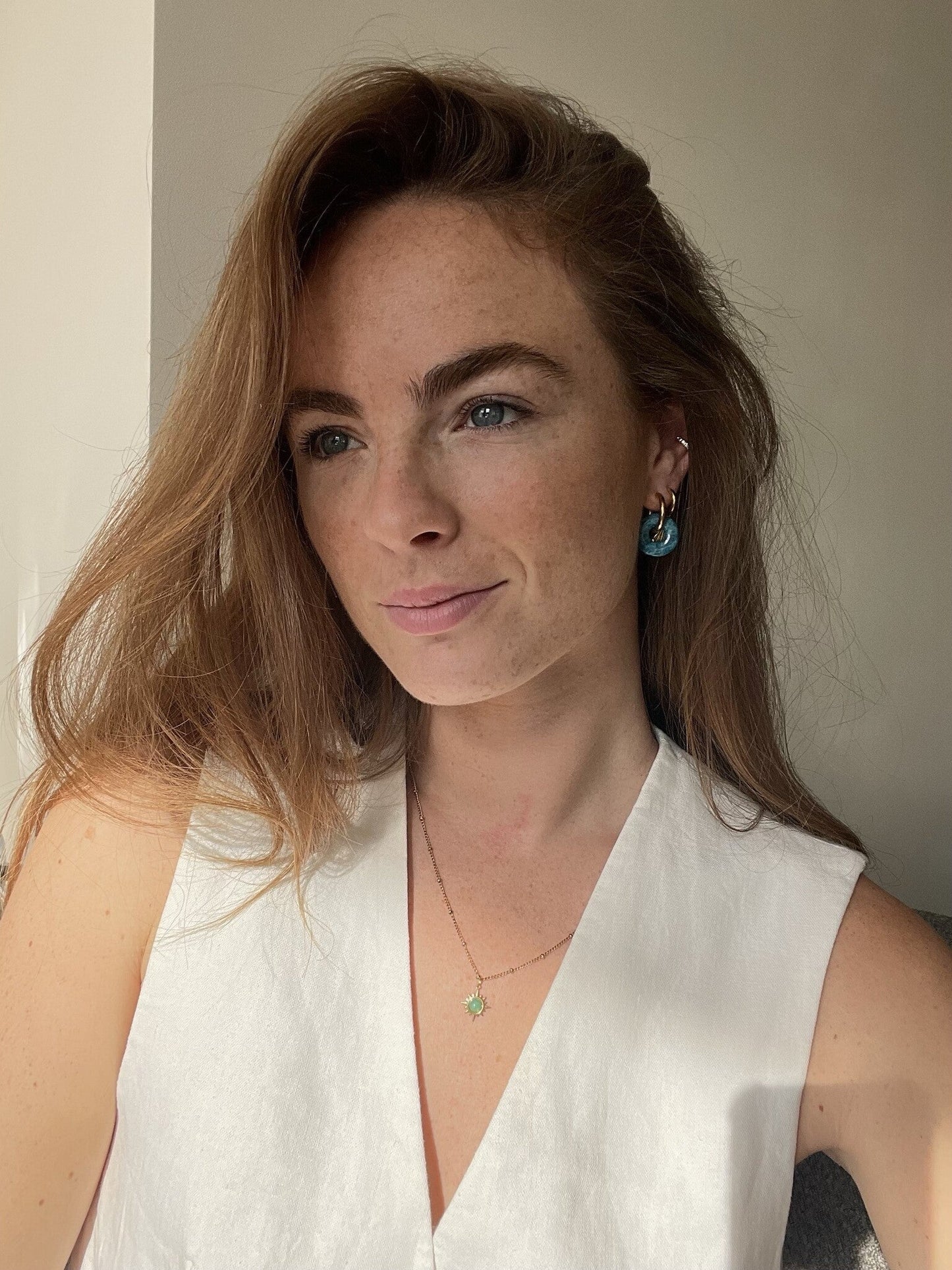 Dame – Øreringe – Natursten – Rustfrit Stål