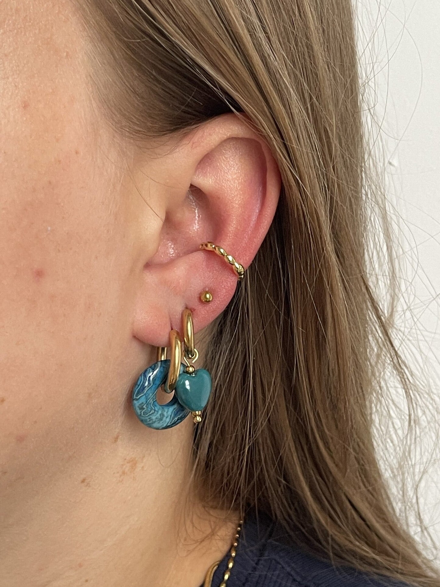 Dame – Øreringe – Natursten – Rustfrit Stål