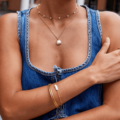 Elfenbens Perle Vedhængshalskæde