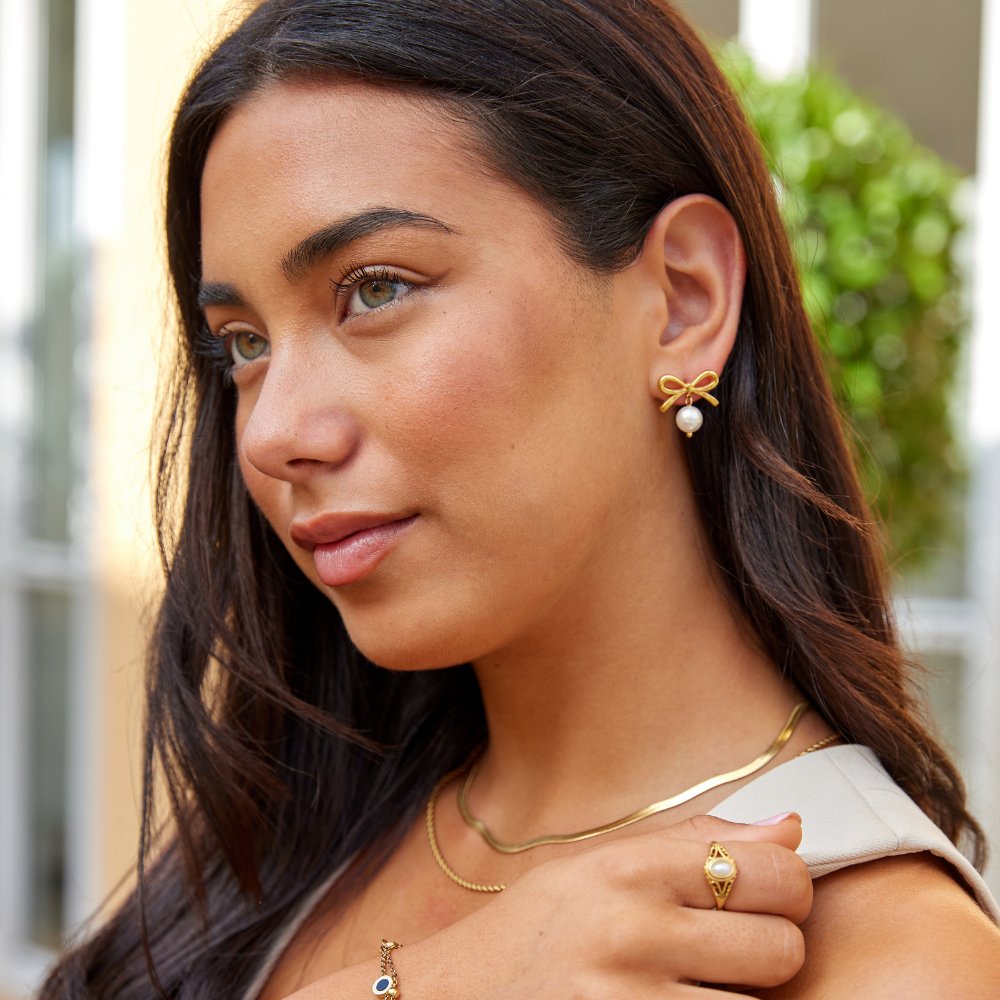 Laila Sløjfe Perleøreringe