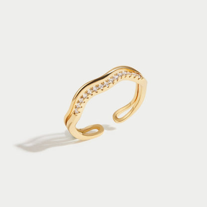 Lagdelt Guld- og Krystalring