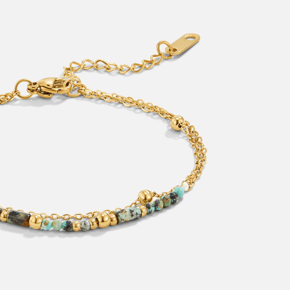 Lagdelt Armbånd med Stenperler