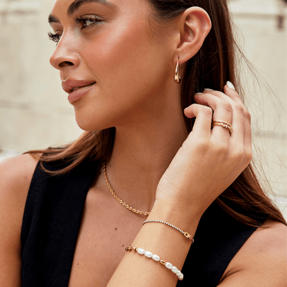 Niyah Hvid Krystal Guldarmbånd