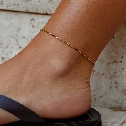 Regnbueperle Anklet