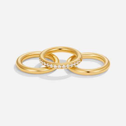 Vana Trio Guld- og Krystalring-sæt